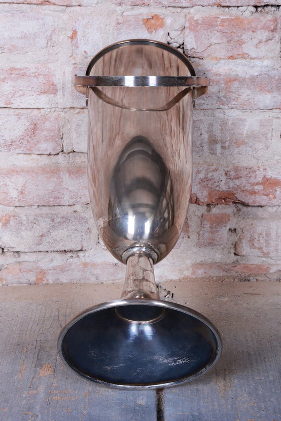 Secchiello champagne Art Déco originale da terra, metallo argentato, Francia, anni '20, Accessori da tavola (foto 10 di 13)