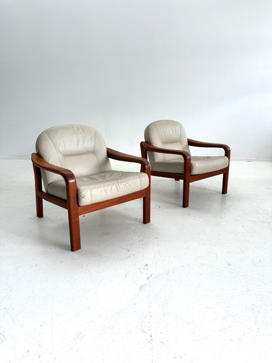 Set di 2 Poltrone danesi vintage, Komfort ‘80 – Legno, Pelle (photo 9 of 10)