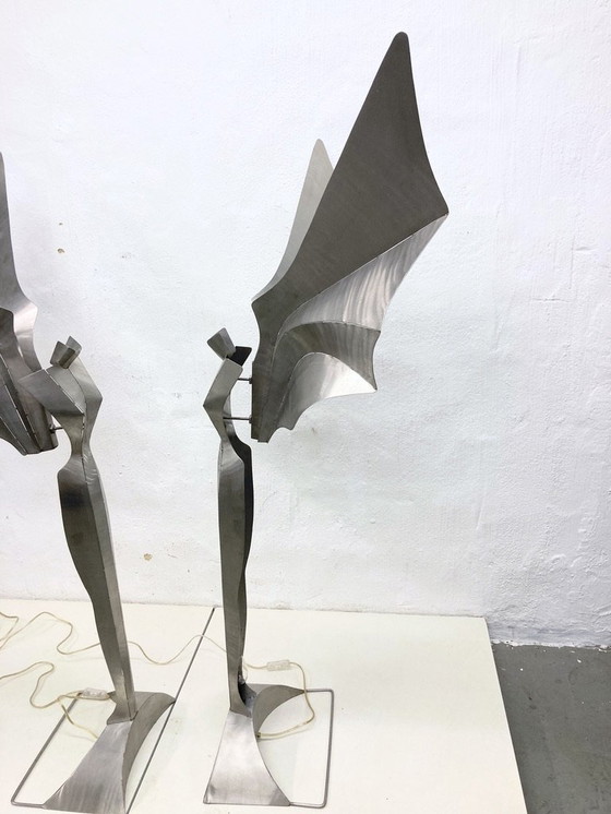 Image 1 of 2 vloerlampen 80s 90s design Reinhard Stubenrauch engel verlicht sculptuur