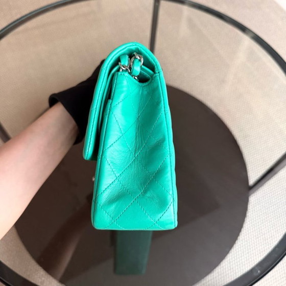 Image 1 of Chanel Classic Flap Medium - 25CM Quilted Lambskin Light Green Silver Hardware Series 16