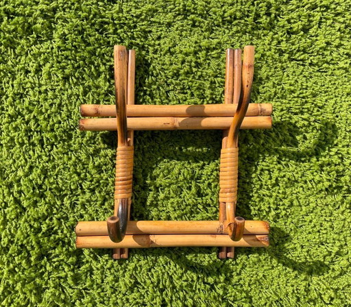 70s Vintage bamboe wand kapstok