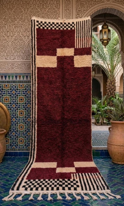Set of 2 Berber Wool Rugs – Living Room & Runner 200cmx300cm/300cmx80cm