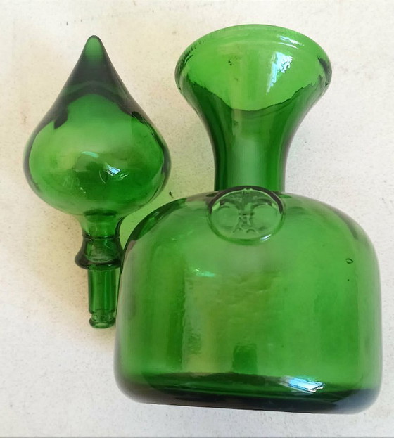 Image 1 of Carafe avec bouchon Empoli vert Années 70 Hauteur 27 cm