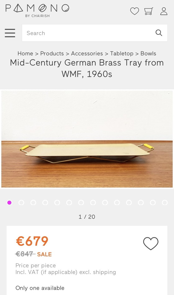 Image 1 of Raro piatto da portata in ottone WMF