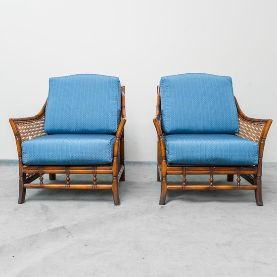 Image 1 of par de sillones antiguos de bambú y paja de venecia de los años sesenta antiguos modernos