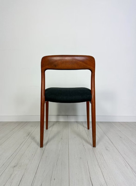 Image 1 of 6x Vintage Danish Teak Niels O. Møller Dining Chairs No. 75 50s