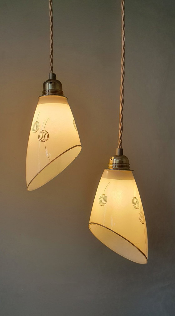 Set Vintage Hanglampen Met Decoratie. Beige / Zacht Geel – Metal (photo 4 of 27)