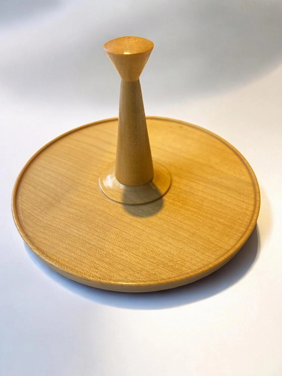 Vintage Houten Eierdopjes Set – 6 Gedraaide Massief Houten Eierdopjes met Dienblad – Rustieke Keukendecoratie (photo 5 of 6)