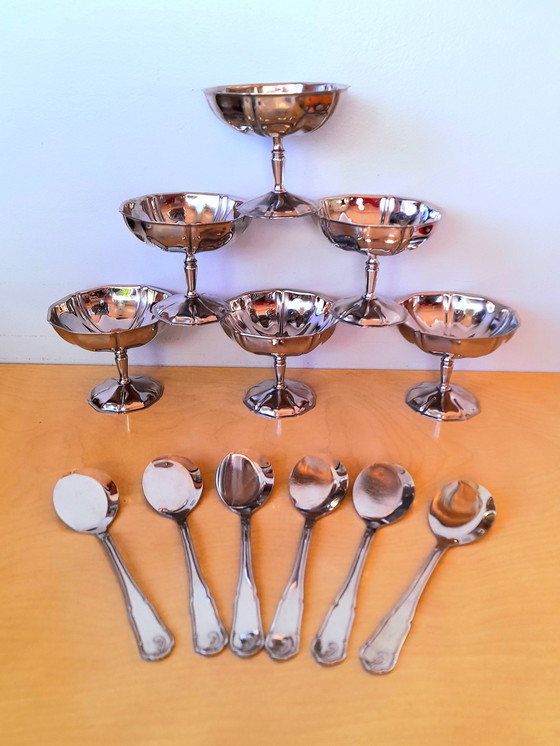 Image 1 of Ciotole e cucchiai per gelato/dessert in acciaio inossidabile