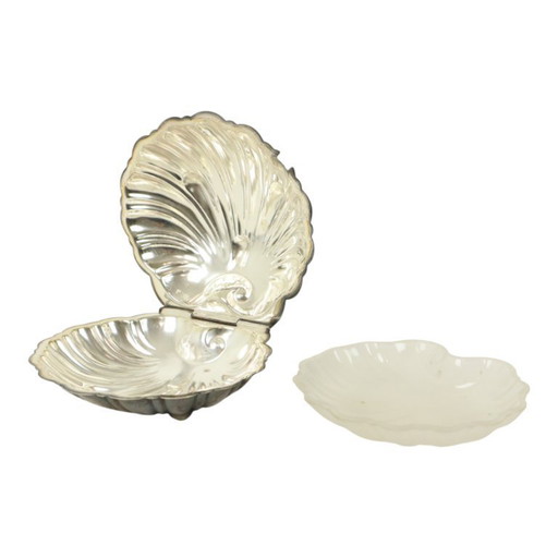 Silver-Plated Shell Butter Dish Caviar Holder
