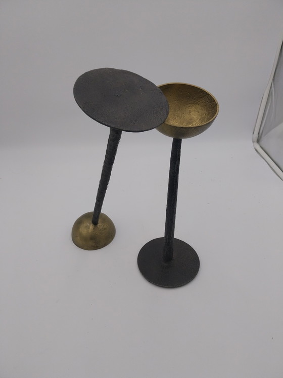 Image 1 of 1 x set of brutalist style candle holders