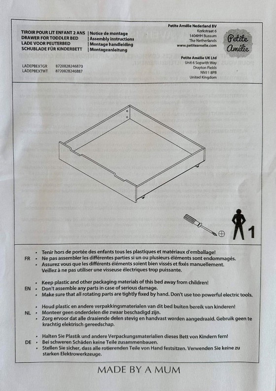 Image 1 of Petite Amélie eenspersoons kinderbed inclusief 2 onderschuiflade en schuimmatras