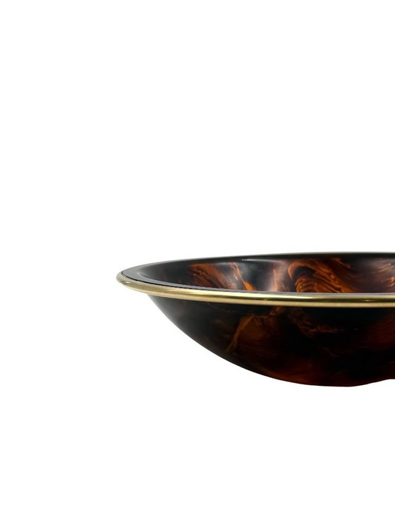 Image 1 of Hollywood regency brass and tortoiseshell lucite bowl / centerpiece, Italy 1970s