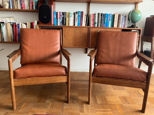 2 Scandinavische Vintage Designfauteuils|Teak & Leder|60-‘70 – Leather, Metal