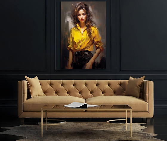 Image 1 of Léa OTTAVI - Charming Girl XL - Digital painting on canvas