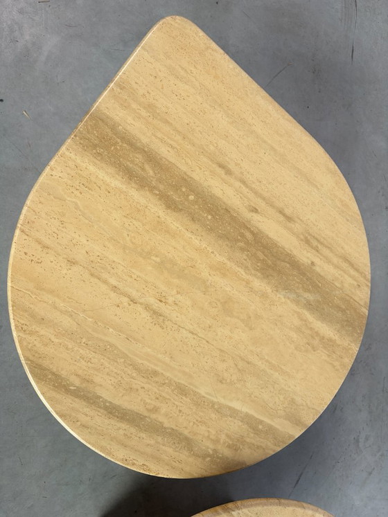 Pair of vintage travertine coffee tables or side tables, 1970s, Beige (photo 5 of 12)