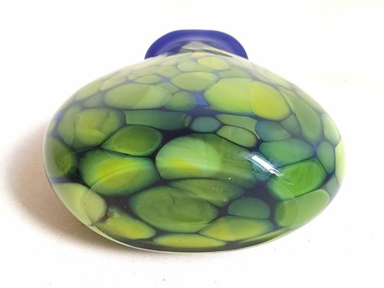 Cobalt Blue Vase with Makora Yellow Inclusion, Height 33 cm – Glass (photo 10 of 13)