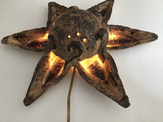 Image 1 of Vintage Brutalist Wandlamp, Zon, Bloem, Ster