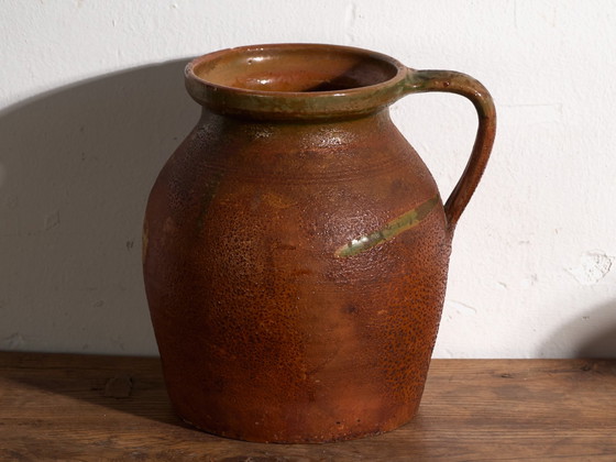 Set of 3 Antique Glazed Ceramic Jugs, Central Europe, circa 1920, Crockery, Brown (photo 9 of 14)