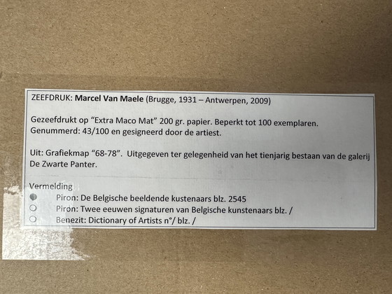 Image 1 of Genummerde zeefdruk - Marcel Van Maele - Gesigneerd