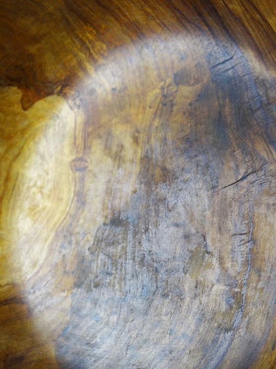 Image 1 of Large bowl made from a single piece of turned olive wood, 1950s-1970s
