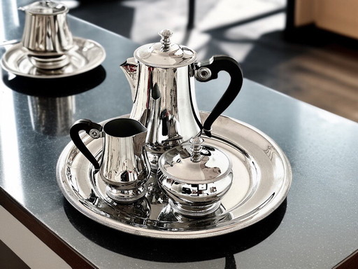 4x Letang Remy сoffee & tea  Silver Plated set 70-80s (France, 70-80s) 