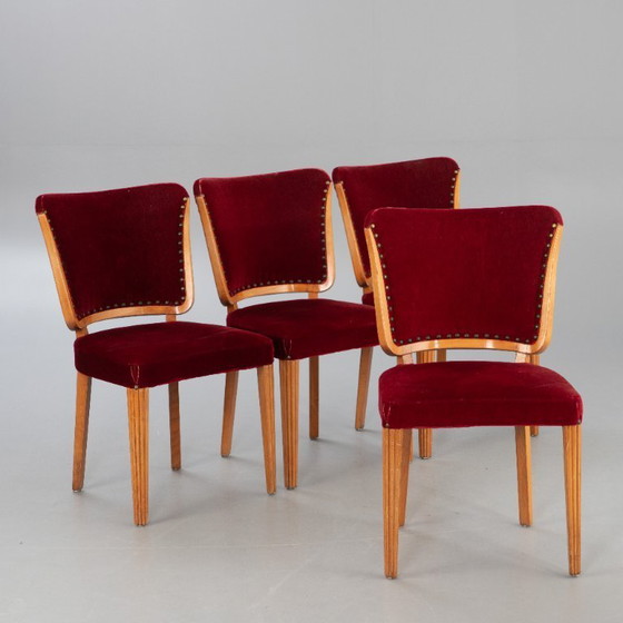 Image 1 of 4 schwedische Stühle aus den 40er Jahren, zugeschrieben Otto Schulz für Boet