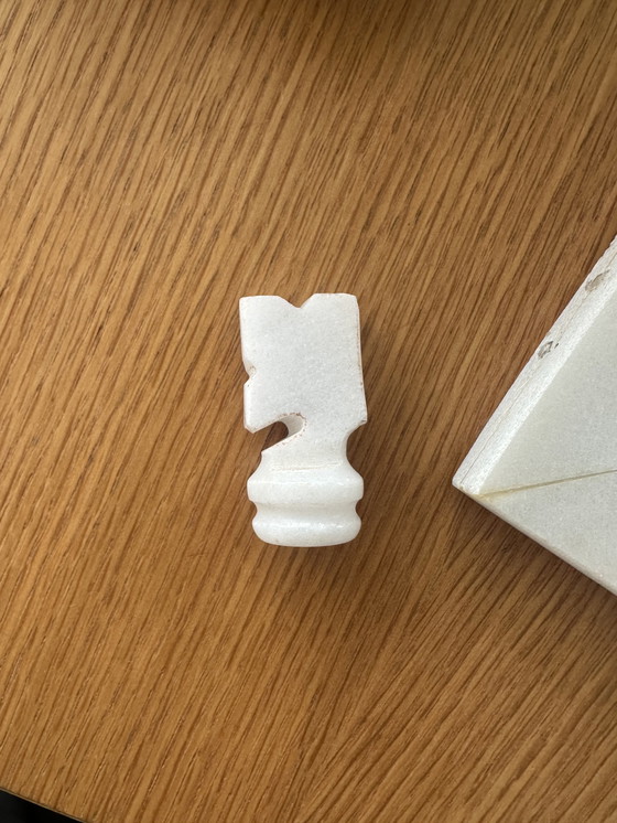 Image 1 of Vintage marmeren schaakspel schaakbord zwart wit