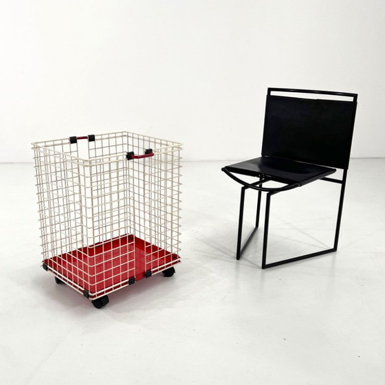 Image 1 of Red Wire Laundry Bin, 1980s