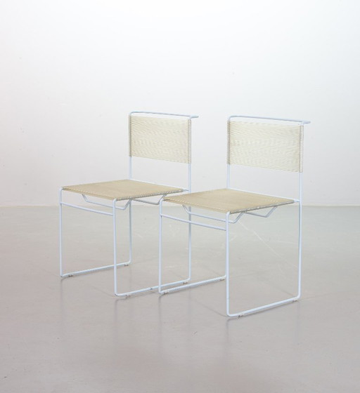Satz von 2 minimalistischen italienischen Flyline 'Spaghetti' Beistellstühlen von Giandomenico Bellotti, Italien 1970er