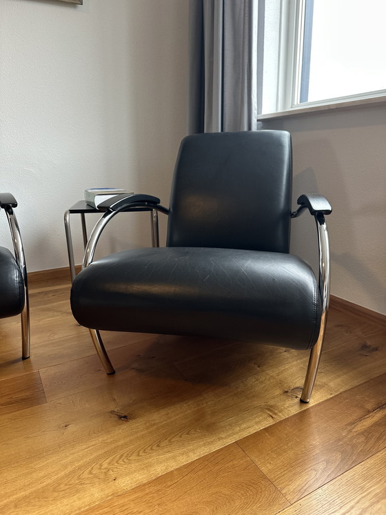 Image 1 of 2 Gelderland Fauteuils - ontwerp Jan des Bouvrie (kleur: zwart)