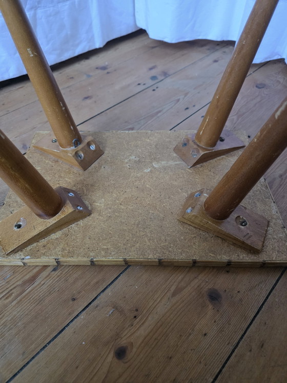 Vintage Folk Art Matchstick Side Table / Mid-Century Matchstick Table – Plant table, Wood (photo 3 of 8)