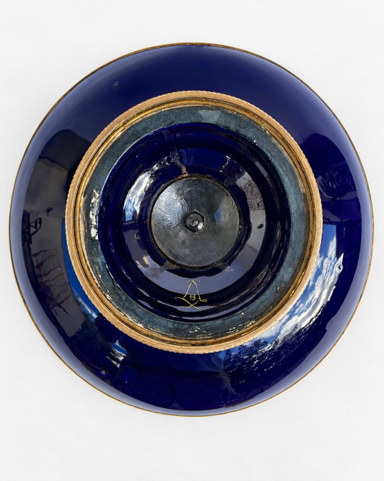 Tazza in Porcellana Blu Cobalto Stile Sèvres, Metallo Dorato, Fine XIX Secolo – Oggetti decorativi, Bronze (photo 8 of 9)
