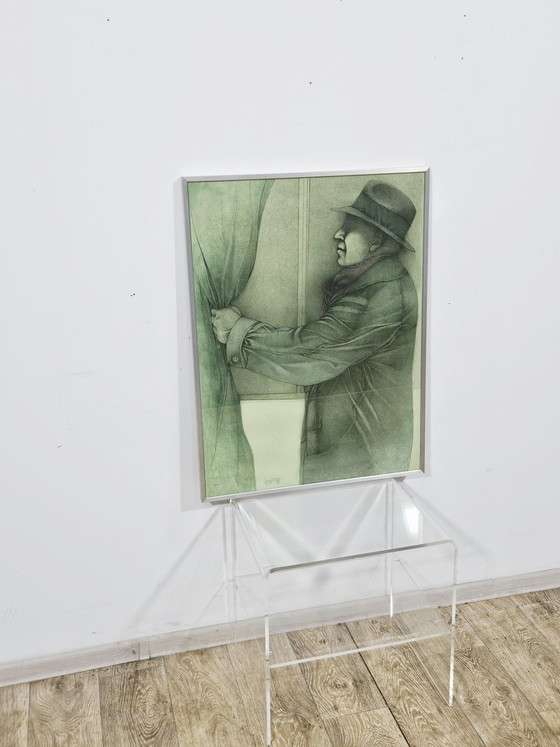 Bruno Bruni, Hinter dem Vorhang, 1979, Litografia, Incorniciato – Litografie e stampe (photo 3 of 16)