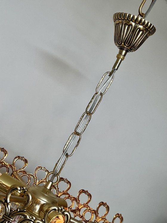 Image 1 of Lustre vintage rose en forme de larme, suspension en cristal de Murano