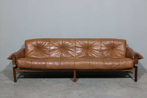 MP13 Sofa aus Leder und Palisanderholz von Percival Lafer, 1970er Jahre