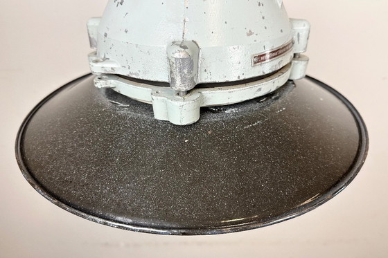 Image 1 of Grey Cast Aluminium Explosion Proof Lamp with Enameled Shade, 1970s