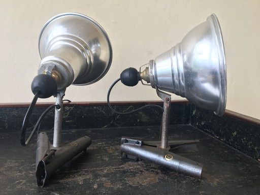 2 X Vintage Spots Pinch Lights Lampen Aluminium Lita