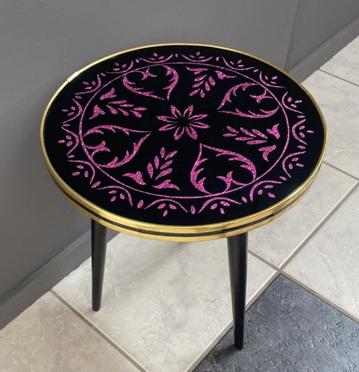 Kleine ronde glazen plantentafel uit de jaren 60 – Glass, Metal