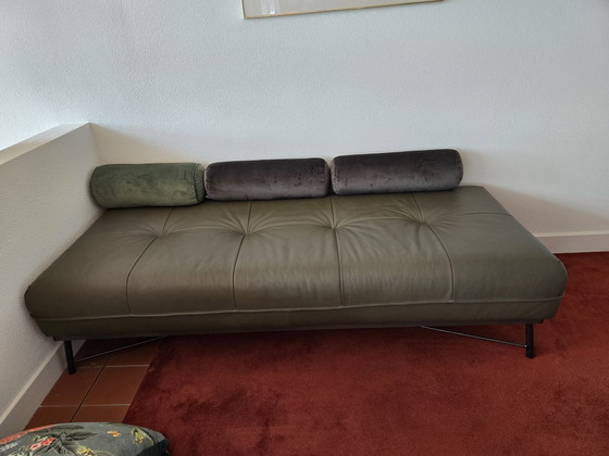 Image 1 of Lit de jour en cuir vert foncé