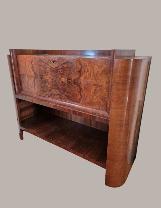Rare Art Deco Dining Room 'PAUL' by De Coene Frères, Kortrijk, c. 1936 – Sideboard cabinet, Wood, Glass (photo 3 of 9)