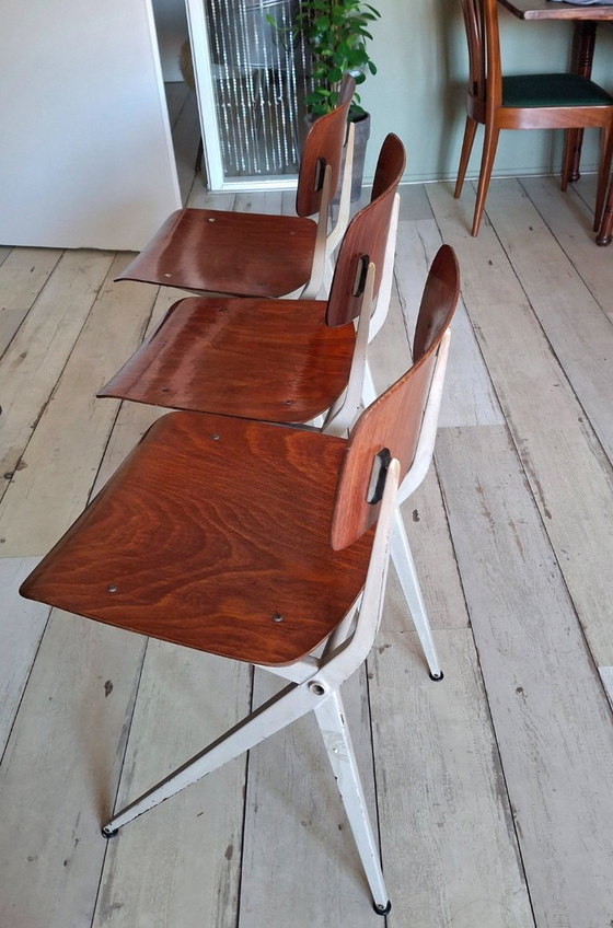 Ensemble de 3 chaises vintage Marko Compass avec structure gris ciment – Chaises de salle à manger, Metal (photo 3 of 5)