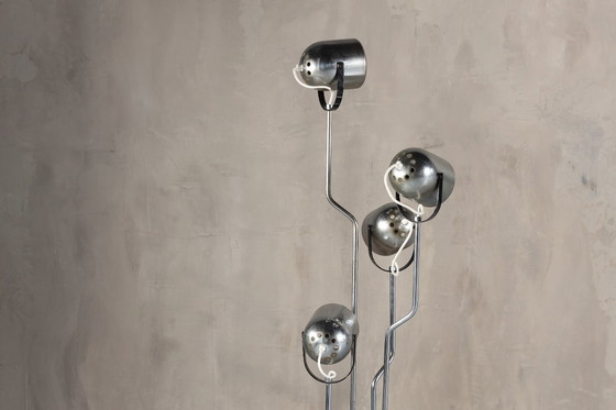 Image 1 of Goffredo Reggiani Stehlampe aus Chrom mit vier Strahlern, Italien, 1970er Jahre