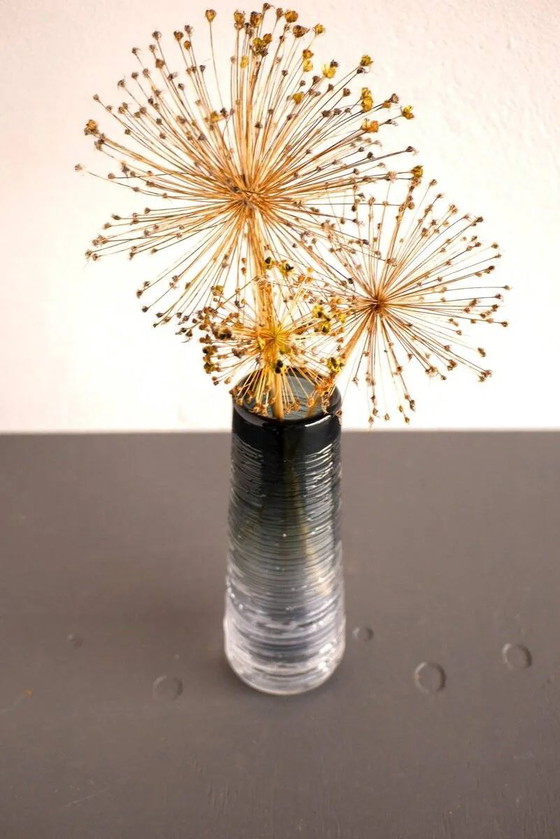Image 1 of Mid-century modern Scandinavian crystal glass art vase in smokey grey colour by Edenfalk, Skruf, Sweden