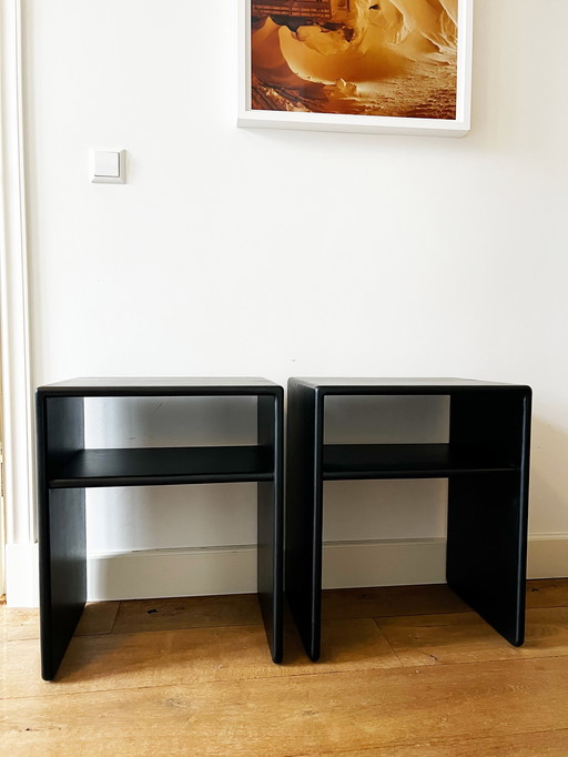 Black Wood Bedside Table (Pair)