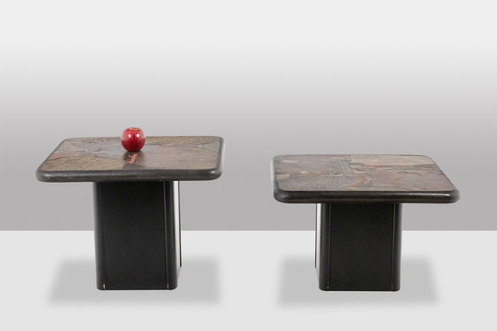 Image 1 of Paul Reinier Kingma. Pair of Brutalist-style tables. 1970s.
