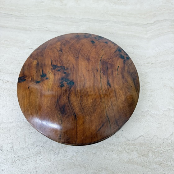 Image 1 of Boîte à bijoux ancienne en bois de ronce avec couvercle