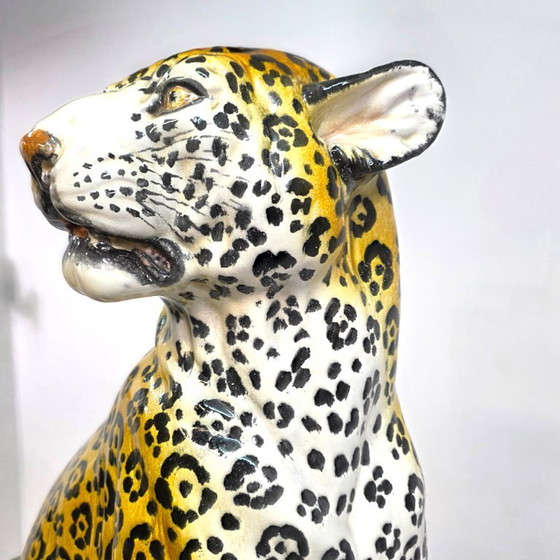 Image 1 of XXL Panther, Terrakotta, italienische Handwerkskunst der 50er/60er Jahre