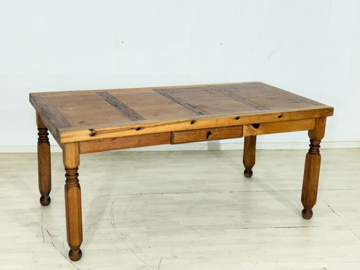 Solid wood dining table, kitchen table, pine wood, circa 1920