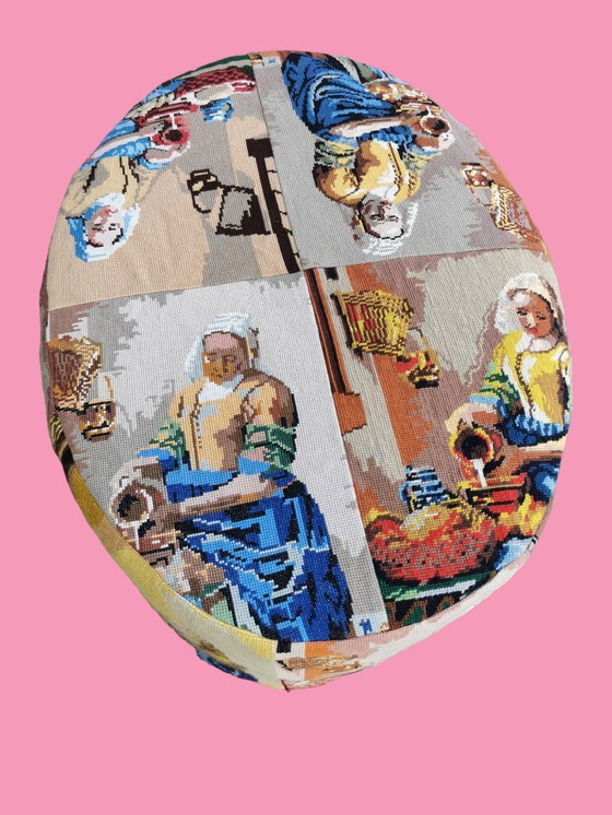 Image 1 of Cover for an oval pouf by Vermeer "Milkmaid".